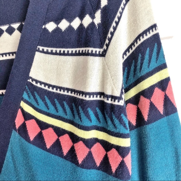 Nollie Boho Blue Aztec Print Long Grandpa Cardigan Small - Picture 8 of 14